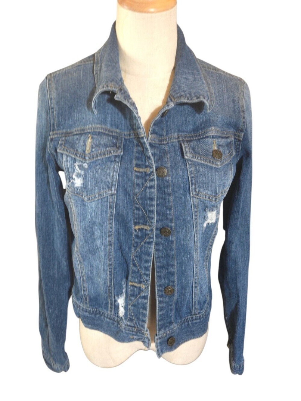 Mudd Y2K Classic Blue Distressed Denim Jean Jacket